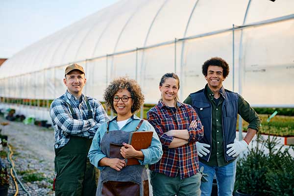 group of confident landscapers